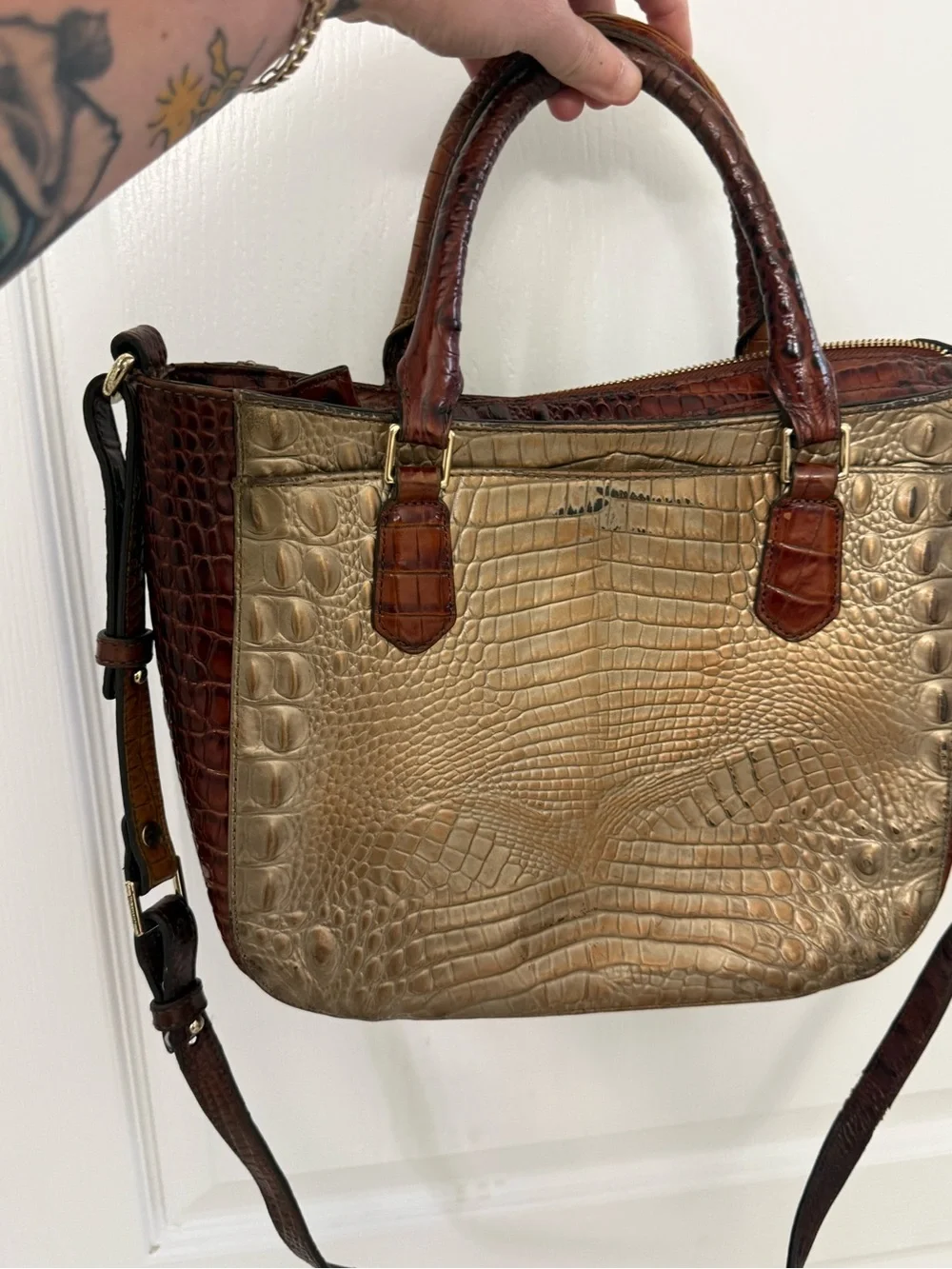 BRAHMIN Medium Lena Rose Gold Provence Handbag